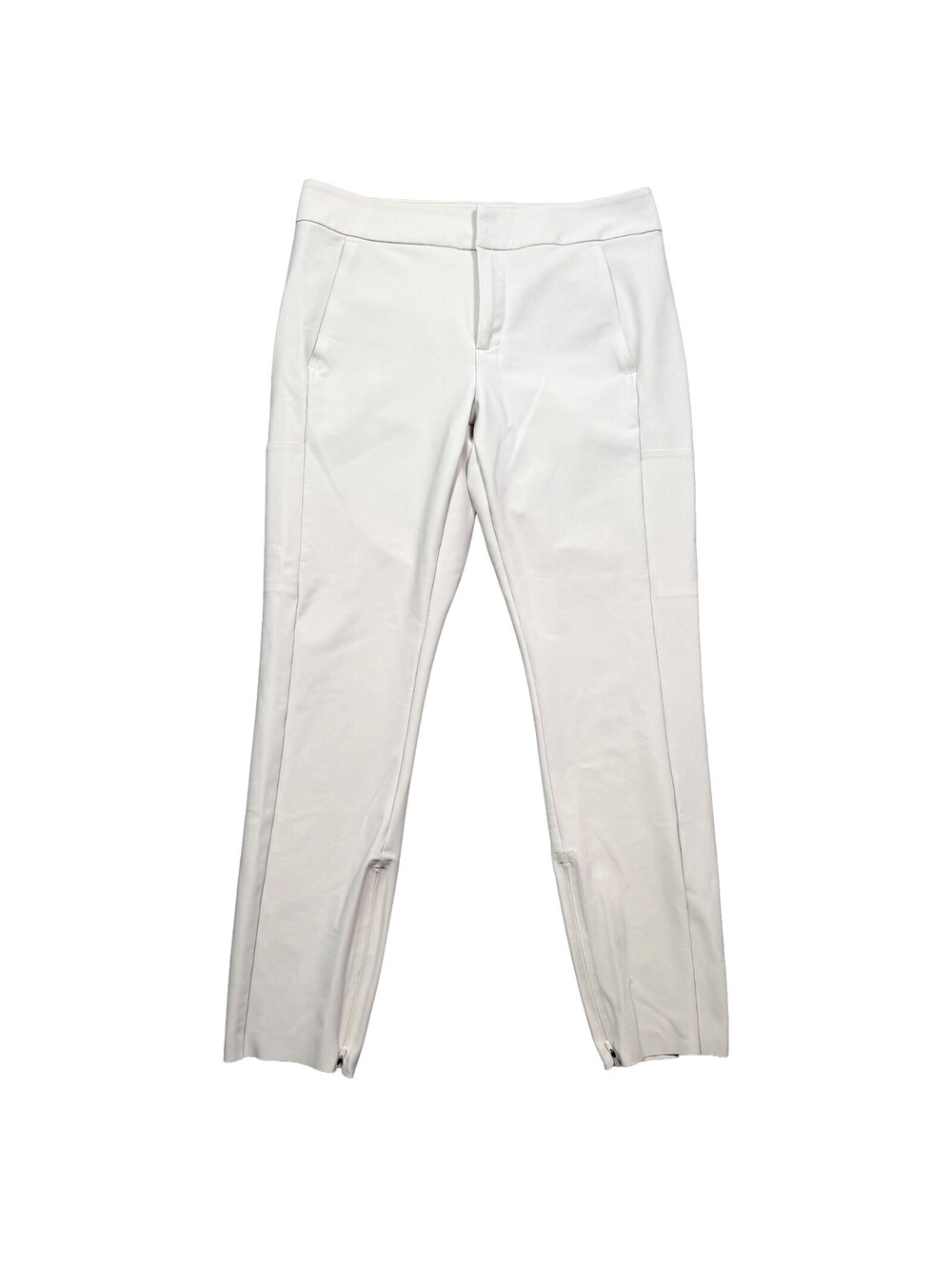 Athleta Stellar Trouser Women’s 10 Ivory White Ankle Zip Stretch Slim Pants